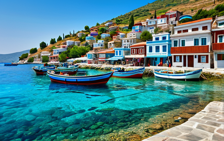 Sustainable Fishing Village**
"A picturesque Turkish fishing village nestled on the Aegean coast, showcasing colorful boats and traditional houses. Local fishermen are mending nets, fully clothed in appropriate attire. In the background, crystal-clear turquoise waters teeming with marine life. Focus on the harmony between the community and the sea. Safe for work, perfect anatomy, correct proportions, professional photography, family-friendly, modest setting, vibrant colors, high quality."
**