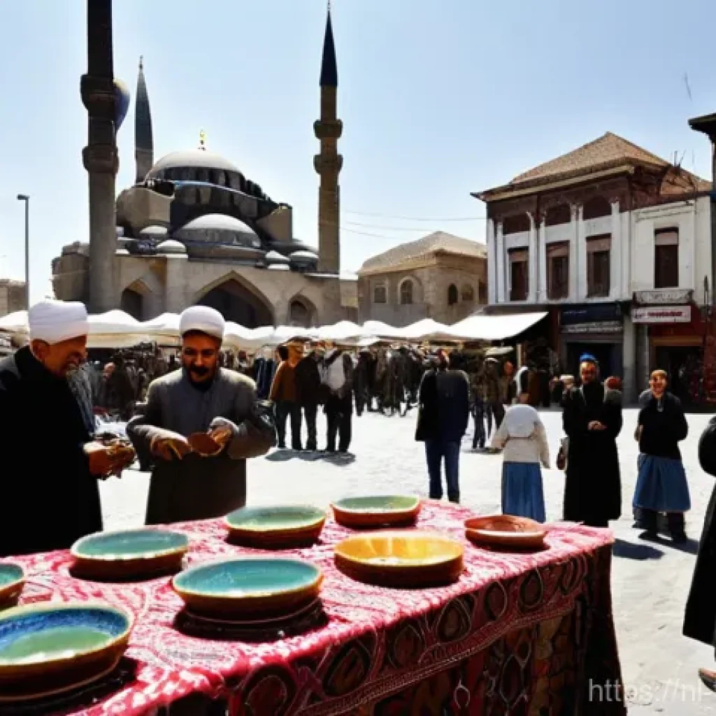 튀르키예 아르메니아 역사적 갈등 - A Glimpse into Ottoman Coexistence**
"A vibrant and bustling market square in a historical Anatolia...