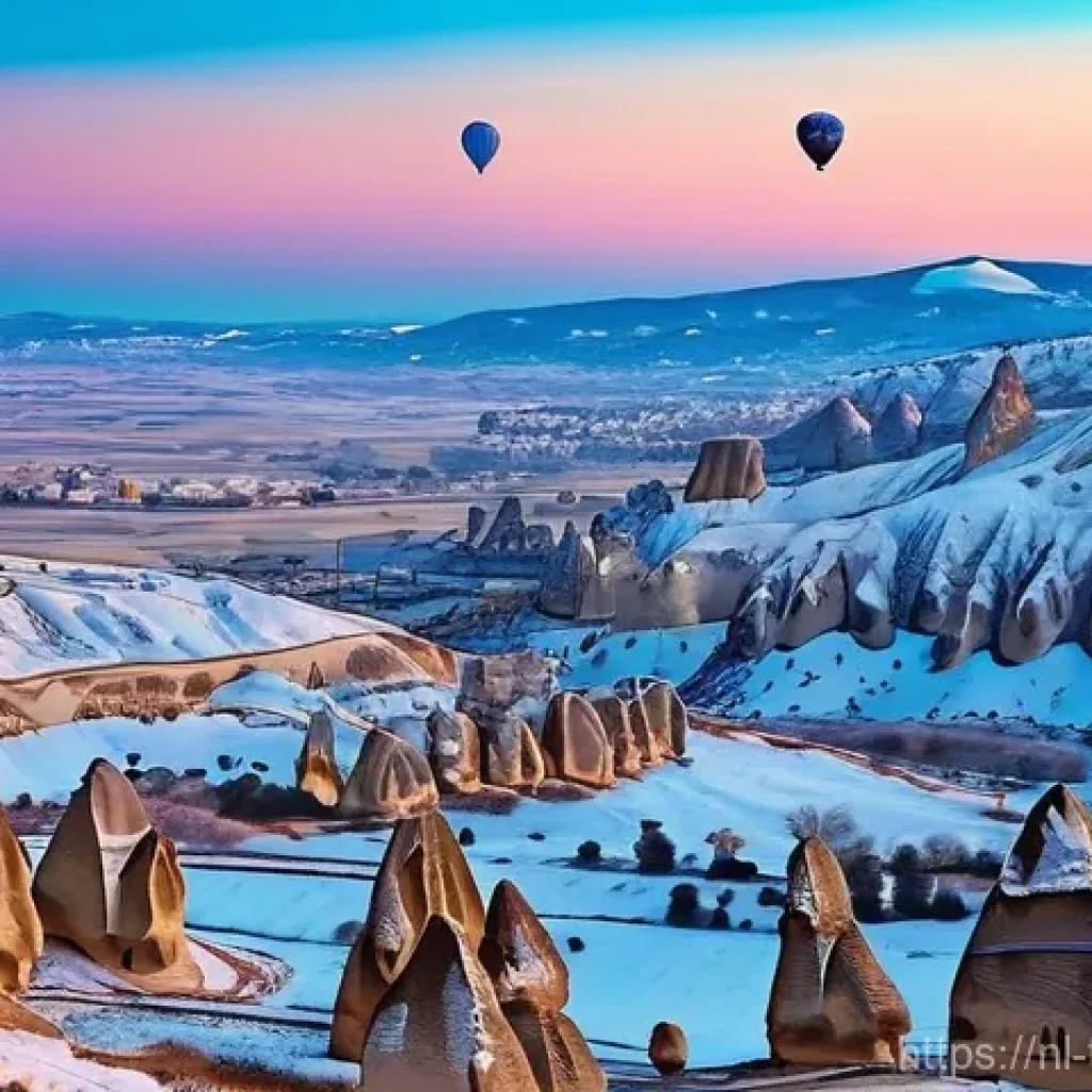 튀르키예의 겨울 축제와 이벤트 - **"Cappadocia Winter Sunrise with Hot Air Balloons"**
    A breathtaking, high-definition photograph...