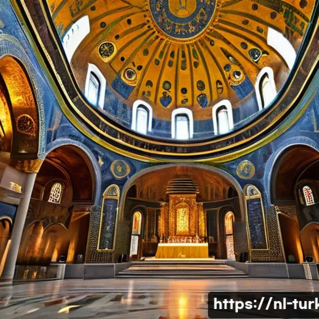 튀르키예 독특한 건축 스타일 - **Byzantine Interior Majesty:** A breathtaking interior view of a grand Byzantine church, reminiscen...