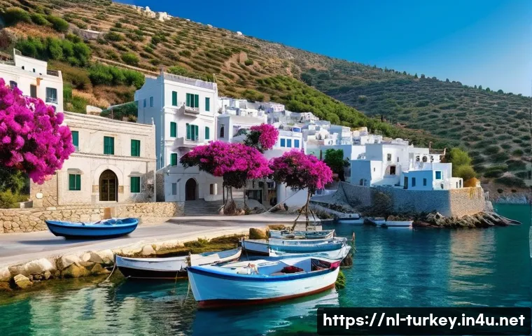 튀르키예 주요 해양 관광 명소 - **Aegean Coastal Serenity:** A picturesque, sun-drenched Aegean coastal town in Turkey. White-washed...