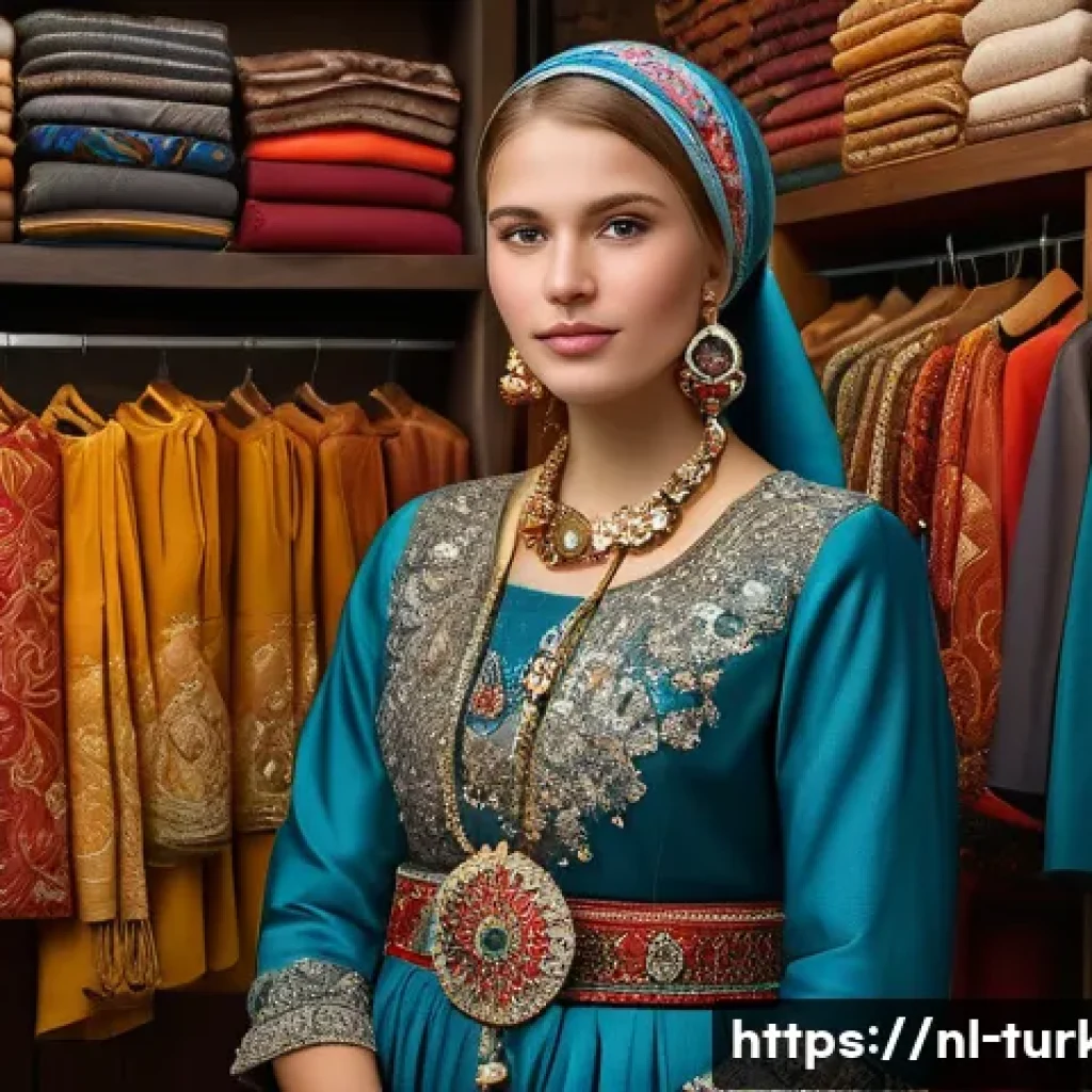 튀르키예의 전통 의상 대여점 - A vibrant and detailed portrait of a young Dutch woman wearing authentic Turkish traditional clothin...