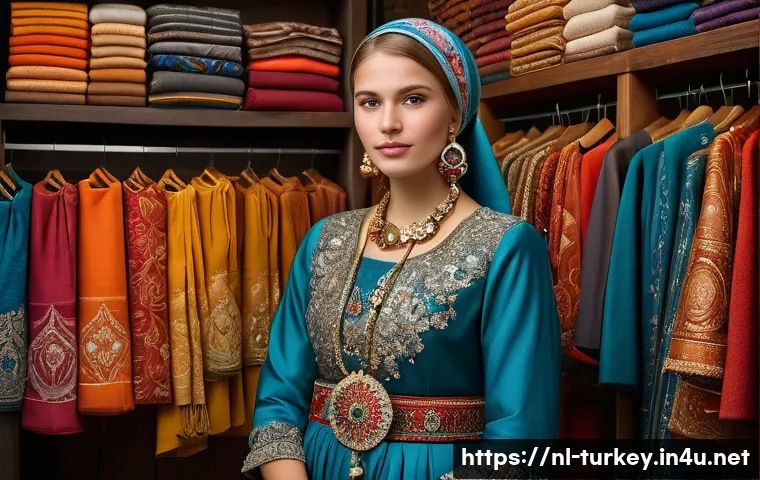 튀르키예의 전통 의상 대여점 - A vibrant and detailed portrait of a young Dutch woman wearing authentic Turkish traditional clothin...