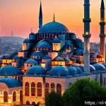 튀르키예의 역사를 이해하는 도서 - A detailed and vibrant scene of the Ottoman Empire&rsquo;s cultural and architectural legacy in Istanbul: ...